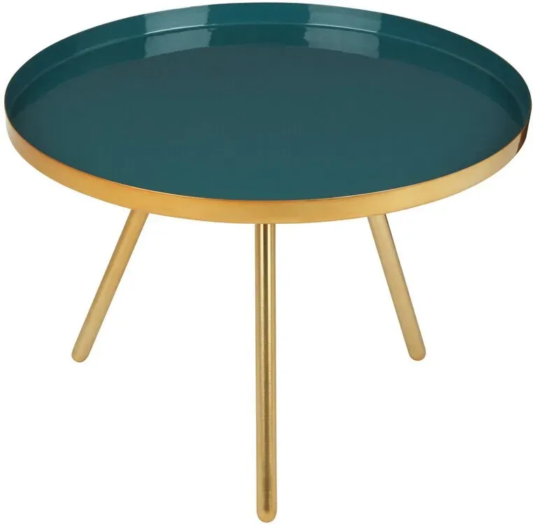 Premier Housewares Beleuchtungstable mit goldfarbenem Eisenrahmen und grün lackierter Tischplatte, modernes Luxus-Design für den Wohnzimmergebrauch, dieselgrauer Enamel