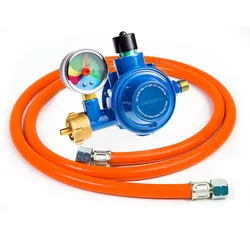 50 mbar Haushalts-Gasregler / Druckminderer  + 1,5 m Gasschlauch  (Innenraum Gas Regler)