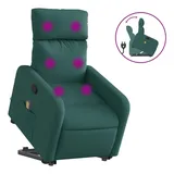 vidaXL Massagesessel mit Aufstehhilfe Stoff 89,5 x 95,5 x 0 cm Dunkelgrün