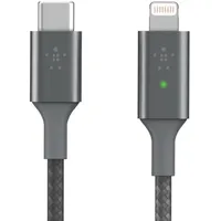 Belkin Smart LED Kabel grau 1,2m USB-C / Lightning CAA006bt04GR