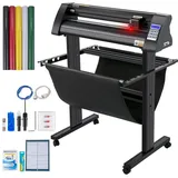 Vevor Vinyl Schneideplotter 870 mm Folienschneider Leistung 95 W Spannung AC 85-264 V, Plottermaschine Halbautomatisch mit Ständer, Signmaster-Software, Aluminiumlegierung, ARM, Dmpl / Hpgl, Windows