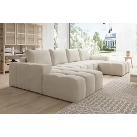 möbelfest Eckcouch Teddy-Bouclé U-Form 2-Sitzer Beige