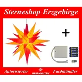 Herrnhuter Ministern A1e gelb-rot Kunststoffstern 13 cm komplett mit Batteriehalter - 0 - gelb-rot