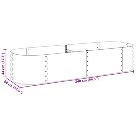 vidaXL Garten-Hochbeet verzinkter Stahl 240 x 80 x 44 cm Silber