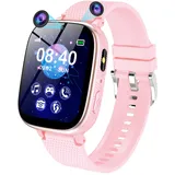 Kinder Smartwatch - Uhr Telefon für Mädchen Jungen mit Anruf, SOS, Spiele, Schrittzähler, Musik, Hörbuch, Kamera, Wecker, Kinder Uhren Geschenk für Kinder 4-12 Jahre, Kids Smart Watch (Rosa-NO GPS)