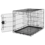 Amazon Basics Zusammenklappbarer Hundekäfig aus Metalldraht mit Bodenschale, Einzeltür, schwarz, L 91 x B 58 x H 64 cm