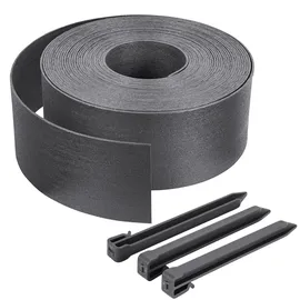 VOUNOT Rasenkante aus Pe, Beeteinfassung mit 12 Befestigungsheringen, Länge 20m Höhe 13cm, Grau