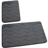 Badematten Badset Badgarnitur Rutschfester Badteppich Maschinenwaschbar (Sumba Dunkelgrau 23, 2 TLG Set) 2 Stück: Teppich 45x75+ Unterlage 45x35