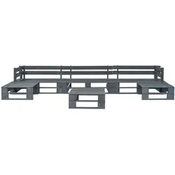 vidaXL 6-tlg. Garten-Sofagarnitur aus Paletten Holz Grau