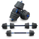 2in1 Hantelset Kurzhantel Langhantel Set 30 kg schwarz / blau