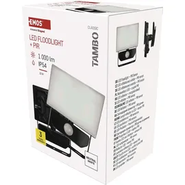 EMOS - LED-Strahler Tambo mit Bewegungsmelder - dünnes Aluminium Flutlicht - wasserdicht - neutralweiß - 1000 lm - 10 W - für Außen - schwarz, ... - Schwarz