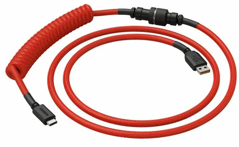 GLORIOUS PC Gaming Race Coiled Cable Crimson Red, USB-C auf USB-A Spiralkabel - 1,37m, rot/schwarz