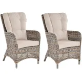 Set/2 Moderner Rattan Ohrenbackensessel hohe Rückenlehne Armlehne (Mehrfarbig)