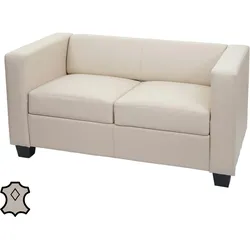 Mendler 2er Sofa Couch Loungesofa Lille ~ Leder, creme