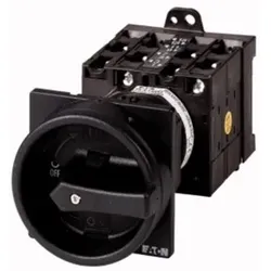 Eaton 097429 Hauptschalter, T3, 32 A, Zwischenbau, 6 Baueinheit(en), 12-polig, HALT-Funktion, mit schwarzem Drehgriff und Sperrkranz