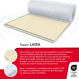 Fdm Matratzentopper Latex Matratze Topper 90x200 cm Härtegrad H3 Höhe ca. 2 cm Allergiker Geeignet Öko-Tex Weiß