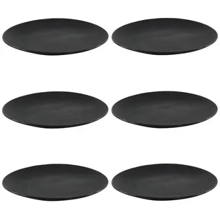 HIT Trading Speiseteller 6er Set BRUNCH, Ø 27 cm - Schwarz matt - Steingut - 6er Set
