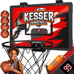 KESSER® Mini-Basketballkorb fürs Zimmer & Büro   Tür-Basketballkorb Indoor & Outdoor   Basketball-Board für Kinder-Zimmer & Wandmontage   Basketballbrett inkl. Ballnetz Pumpe & Ball