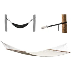 Grasekamp Stabhängematte 200 x 140 cm gepolstert  Beige mit Befestigungsgurten 160 Kg  Hängematte Hammock Mehrpersonen