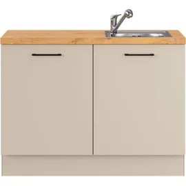 Impuls Küchen Mehrzweckschrank-Set IMPULS KÜCHEN "Warschau", grau (kieselgrau mit vintage eiche, nachbildung), B:120cm H:91,8cm T:60cm, Dekorfolie, Holzwerkstoff, Kastenmöbel-Sets, Vielfältige Varianten verfügbar; kombinierbar mit anderen Artikeln