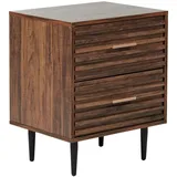 Beliani Nachttisch, Braun, Holzwerkstoff, 2 Schubladen, 48x60x40 cm, Wohnzimmer, Wohnzimmertische, Beistelltische