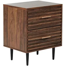 Beliani Nachttisch, Braun, Holzwerkstoff, 2 Schubladen, 48x60x40 cm, Wohnzimmer, Wohnzimmertische, Beistelltische