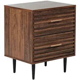 Beliani Nachttisch, Braun, Holzwerkstoff, 2 Schubladen, 48x60x40 cm, Wohnzimmer, Wohnzimmertische, Beistelltische