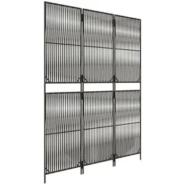 vidaXL Paravent 3-tlg. Grau Poly Rattan