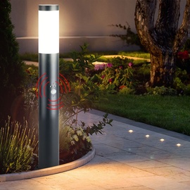 V-Tac Außen Steh Lampe Bewegungsmelder Garten Beleuchtung Edelstahl Terrassen Leuchte grau V-TAC 8966