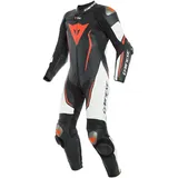 Dainese Misano 2 D-Air® Airbag 1-Teiler Perforierte Motorrad Lederkombi, schwarz-weiss-rot, Größe 44 für Männer