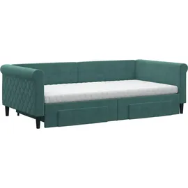vidaXL Tagesbett Ausziehbar mit Schubladen Dunkelgrün 100x200 cm Samt