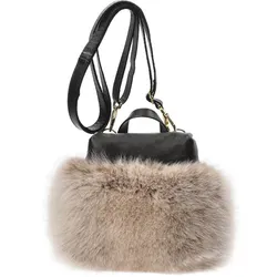 Beige Handtasche Luka-Pelli Mit Echtem Fuchsfell, universal