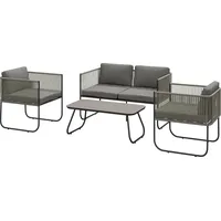 Outsunny Gartenmöbel Set aus Polyrattan Lounge-Set mit Sofa Sessel Tisch Kissen wetterfest Sitzgruppe für 4 Personen Balkonmöbel Set Gartenlounge Terrassenmöbel für Garten Balkon Braun+Dunkelgrau   Aosom