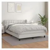 vidaXL Boxspringbett mit Matratze Weiß 140x200 cm Kunstleder