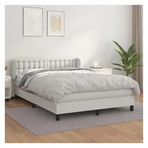 vidaXL Boxspringbett mit Matratze Weiß 140x200 cm Kunstleder