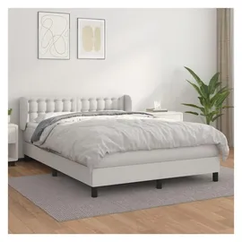 vidaXL Boxspringbett mit Matratze Weiß 140x200 cm Kunstleder