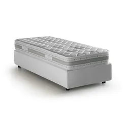 Dmora Einzelbett Rachele, Containerbett mit Stoffbespannung, 100% Made in Italy, Frontöffnung, inklusive Matratze 80x200 cm, Weiß