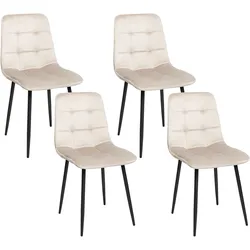 Esszimmerstuhl 4er Set POWELL Samtstoff Beige