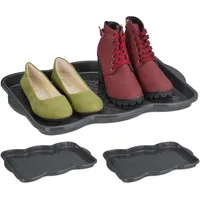 Relaxdays Schuhabtropfschale 3er Set, Kunststoff, Schuhablage 2 Paar Schuhe,