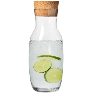 Krosno - Wasserkaraffe mit Kork Deckel aus Glas 1000 ml Pure Kollektion - Crystalline Glas Weinkaraffe Rotwein Karaffe für Getränke Glaskaraffe Wasser und Säfte Wasserkrug - Spülmaschinenfest