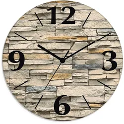 Wanduhr ARTLAND "Braune alte Ziegelmauer", beige (natur), B:30cm H:30cm T:1,8cm, Wanduhren, wahlweise mit Quarz- oder Funkuhrwerk, lautlos ohne Tickgeräusche