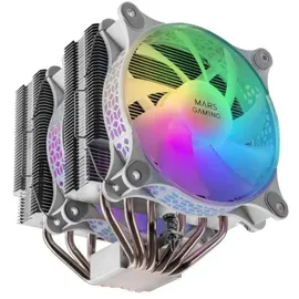 Mars Gaming MCPU-XT Weiß, CPU Kühlkörper, Dual Tower Kühlung, 6 HCT Heatpipes, TDP 300W, 2 ARGB PWM 12cm Lüfter
