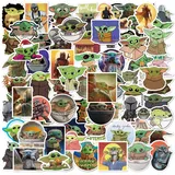 FAMILIO 72 Stück Star Wars Baby Yoda Aufkleber Cartoon Aufkleber Dekoration Cartoon Yoda Serie zur Dekoration Geburtstags Kinder