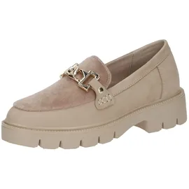 CAPRICE Damen Loafer mit Absatz Blockabsatz Elegant, Beige (Beige Nubuc), 39 EU