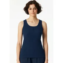 SCHIESSER 150 Years tiefer Rundhalsausschnitt, Doppelripp, Baumwollmischung, blau