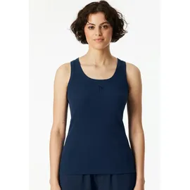 SCHIESSER 150 Years tiefer Rundhalsausschnitt, Doppelripp, Baumwollmischung, blau