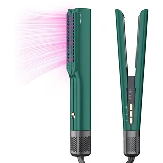 Air Haarglätter, PARWIN PRO BEAUTY Ionen Air Glätteisen, Nass bis Trocken, Ohne Heizplatten, Ohne Hitzeschäden, Glätten mit Luft, für Mittleres Haar und Langes Haar(35-75cm), 1200W, Dunkelgrün
