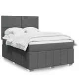 vidaXL Boxspringbett mit Matratze Dunkelgrau 140x200 cm Stoff