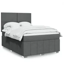 vidaXL Boxspringbett mit Matratze Dunkelgrau 140x200 cm Stoff