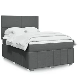 vidaXL Boxspringbett mit Matratze Dunkelgrau 140x200 cm Stoff